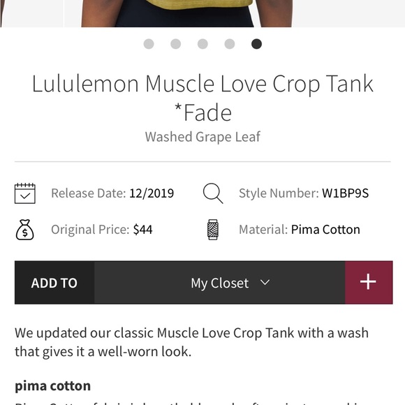 Lululemon Muscle Love Crop Tank Washed Grape Leaf - Picture 4 of 6
